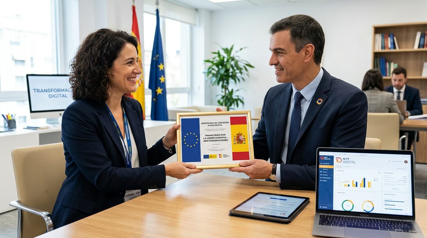 Autónomo o pyme recibiendo ayuda pública para digitalización de su negocio